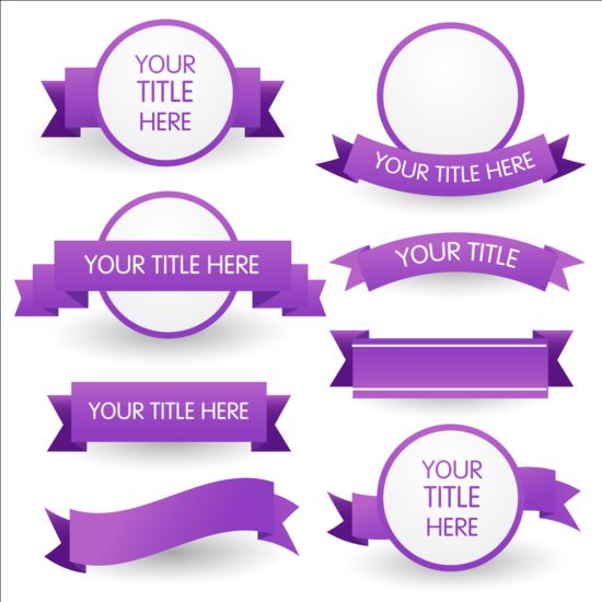 Round label with purple ribbon vector
