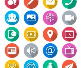 Round media icons set 02