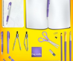 School supplies with colored background 01