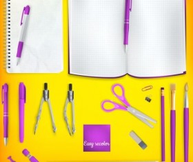 School supplies with colored background 02