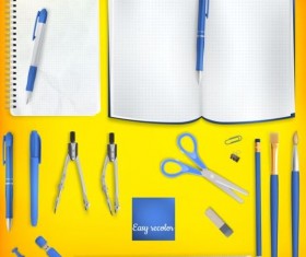 School supplies with colored background 03