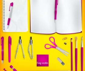 School supplies with colored background 04