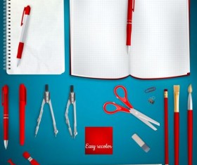 School supplies with colored background 05