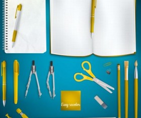 School supplies with colored background 06