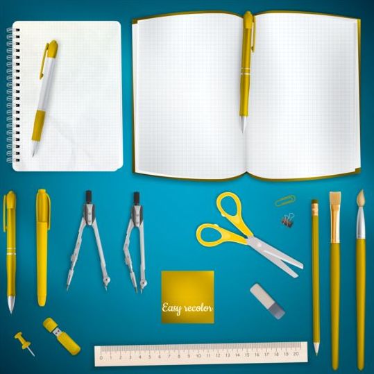 School supplies with colored background 06