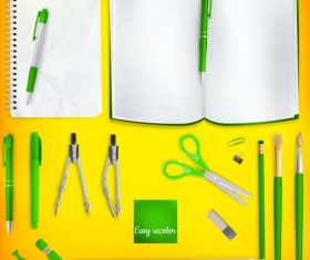School supplies with colored background 07