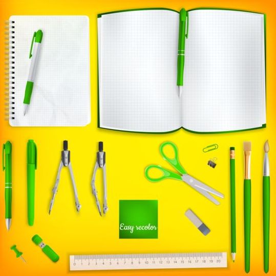 School supplies with colored background 07