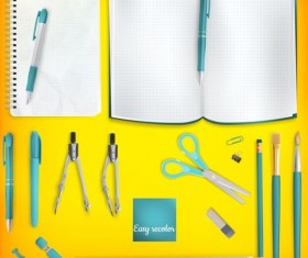 School supplies with colored background 08