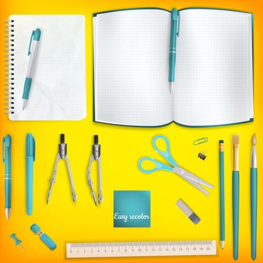 School supplies with colored background 08