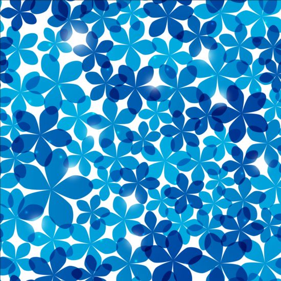Seamless pattern with blue floral vector 02