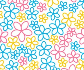 Seamless pattern with color flowers vector