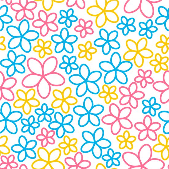 Seamless pattern with color flowers vector