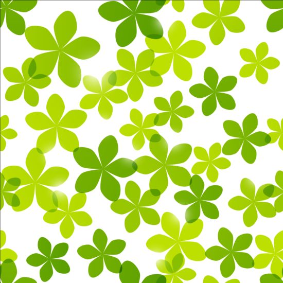 Seamless pattern with green flowers vector 01