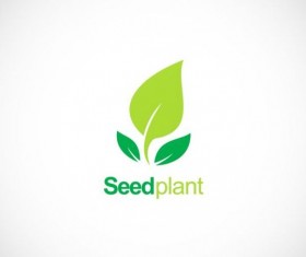 Seed plant green organic logo vector