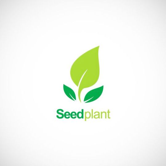 Seed plant green organic logo vector