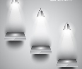 Shelves with spotlight vector background 01