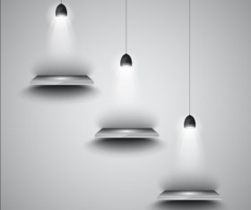 Shelves with spotlight vector background 02
