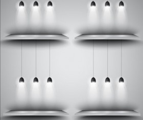 Shelves with spotlight vector background 03