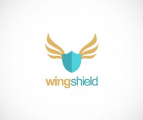 Shield protection wing vector logo