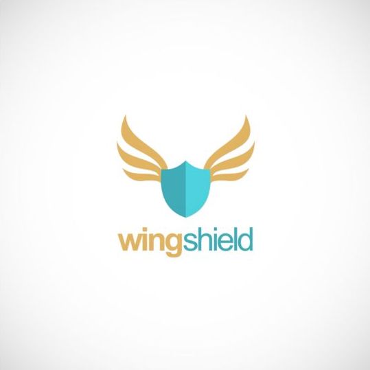 Shield protection wing vector logo