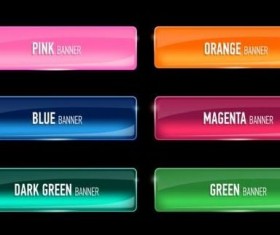 Shining glass colored button vector set