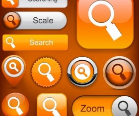 Shining orange search button vector