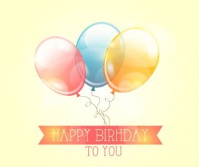 Shiny balloon with birthday background vector 01