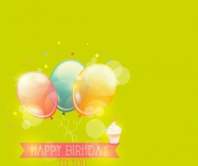 Shiny balloon with birthday background vector 03