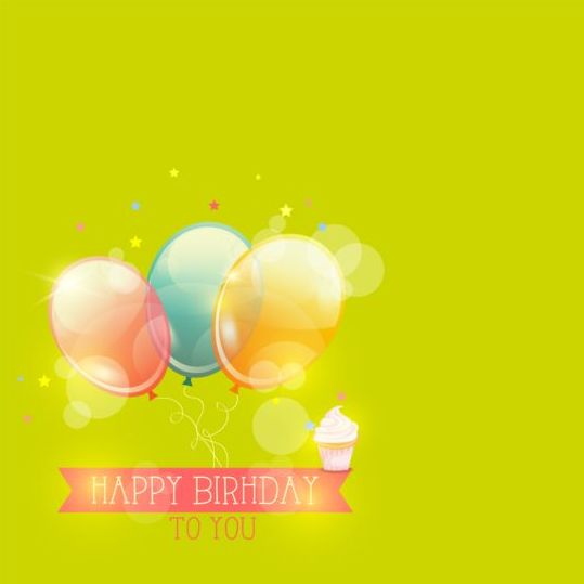 Shiny balloon with birthday background vector 03