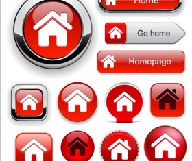 Shiny red buttons web vector set 02