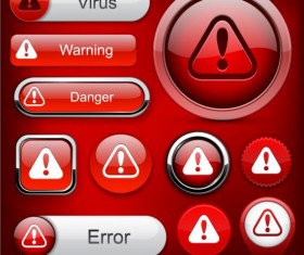 Shiny red buttons web vector set 03