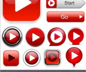 Shiny red buttons web vector set 04