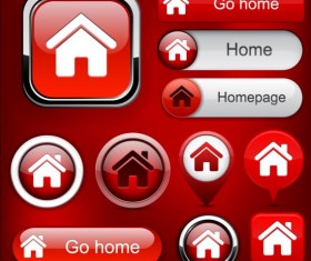 Shiny red buttons web vector set 05