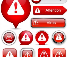 Shiny red buttons web vector set 06