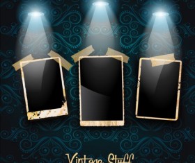 Spotlight with grunge photo background vector 01