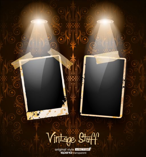 Spotlight with grunge photo background vector 02