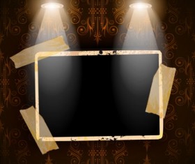 Spotlight with grunge photo background vector 03