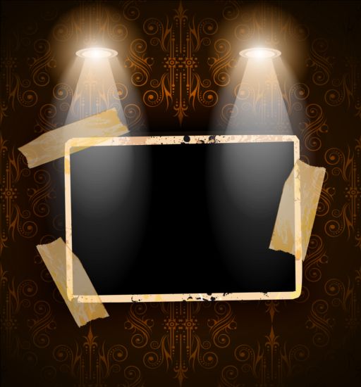 Spotlight with grunge photo background vector 03
