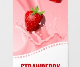Strawberry milk banner vector