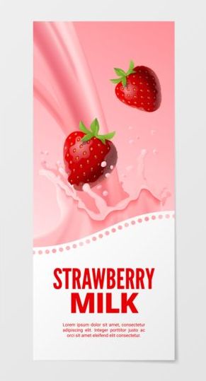 Strawberry milk banner vector