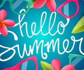 Summer background with colored picture frame vector 03
