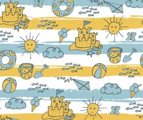 Summer beach seamless pattern vectors 01