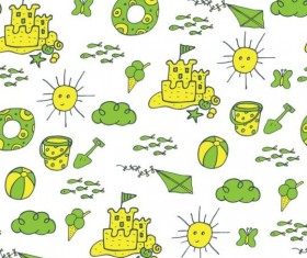 Summer beach seamless pattern vectors 03