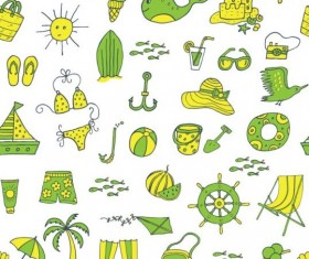 Summer beach seamless pattern vectors 04