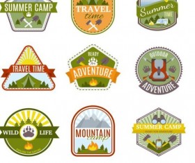 Summer camp vintage labels vector