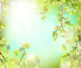 Summer green leaves with sunlight background vector 06