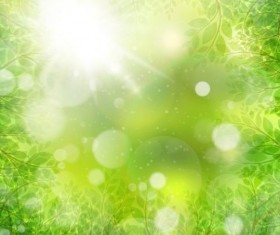 Summer green leaves with sunlight background vector 10