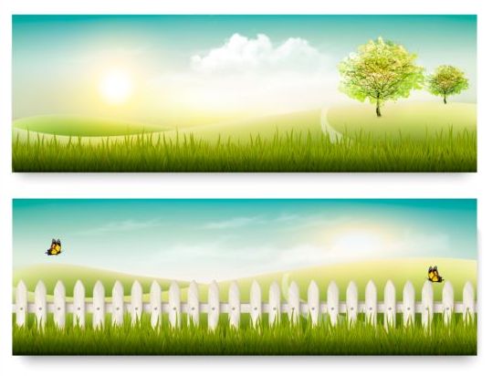 Summer holiday countryside banners vector