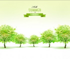 Summer nature background with green tree vector
