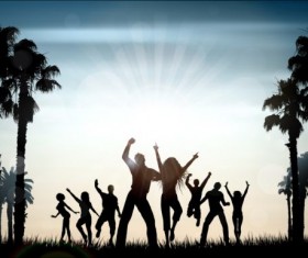 Summer party background with plam tree vector